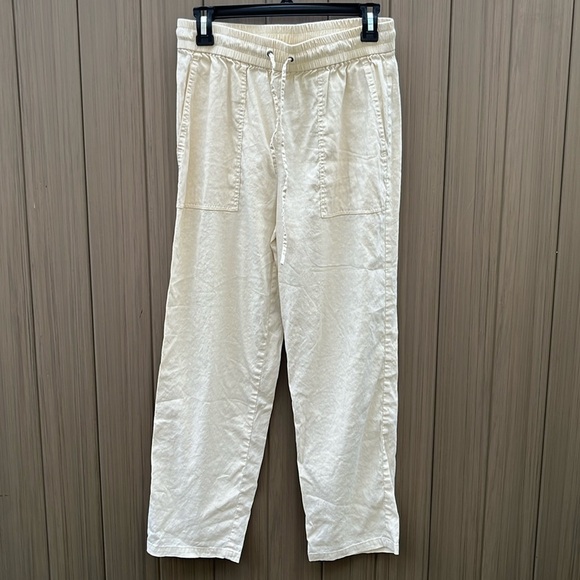 Theory Linen Blend Pull On Drawstring Pants   NWOT size Small Straight Leg - Picture 1 of 11